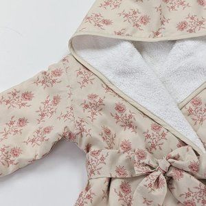 Reversible bathrobe with hood